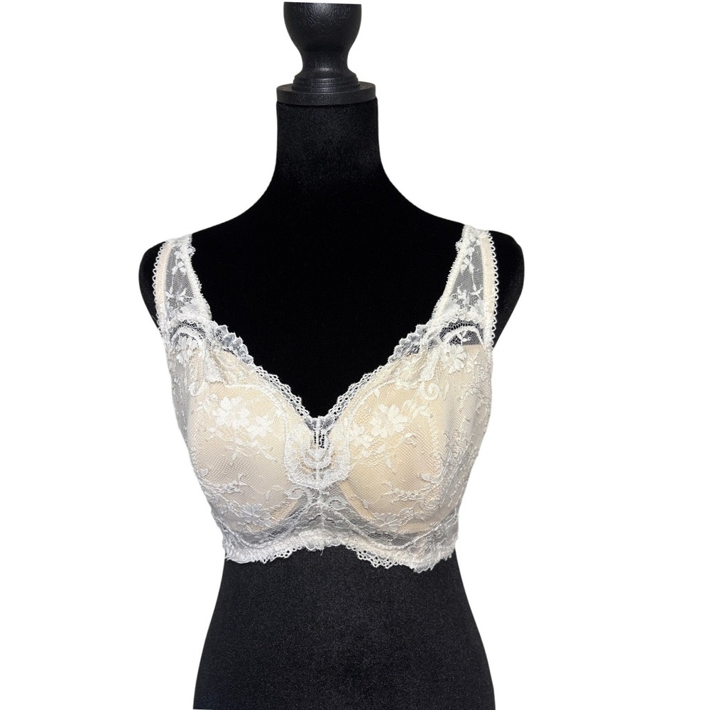 Victorias Secret Dream Angels White Lace Lined Demi Longline Bra 34DD
